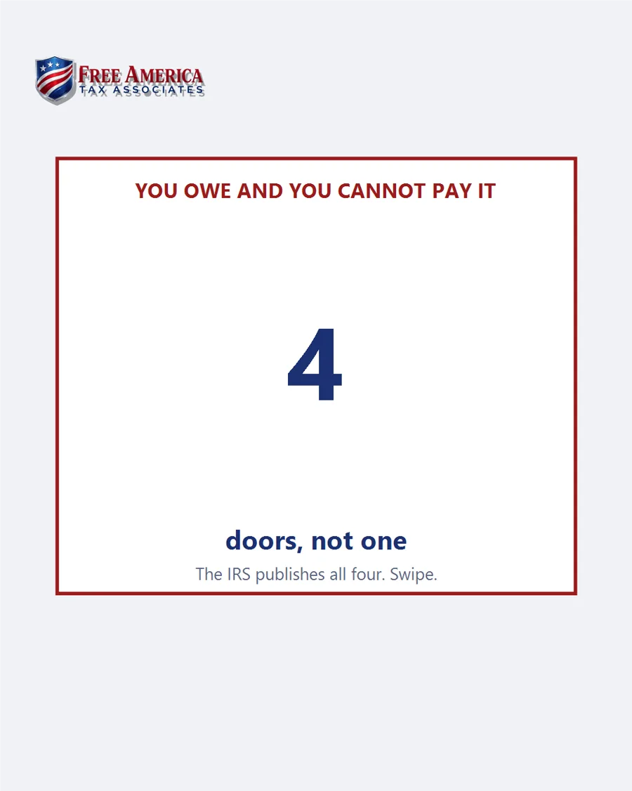 What to do if you owe the IRS and cannot pay, card 1