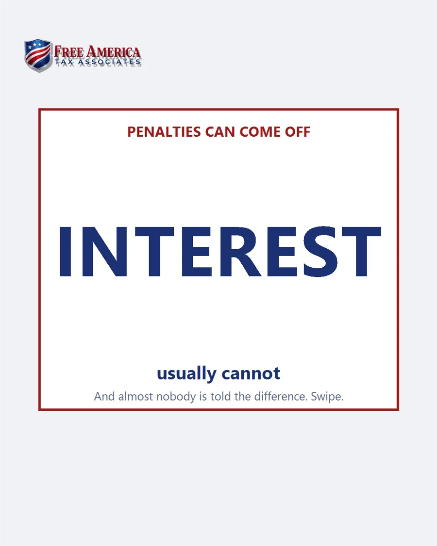 Penalties versus interest, card 1